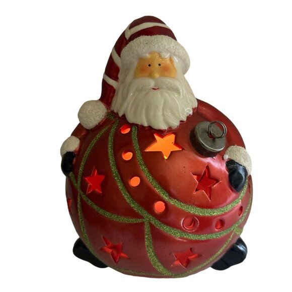 Home Reflections Ceramic Santa Claus Luminary W/ Flameless Candle & Timer - Picture 9 of 10